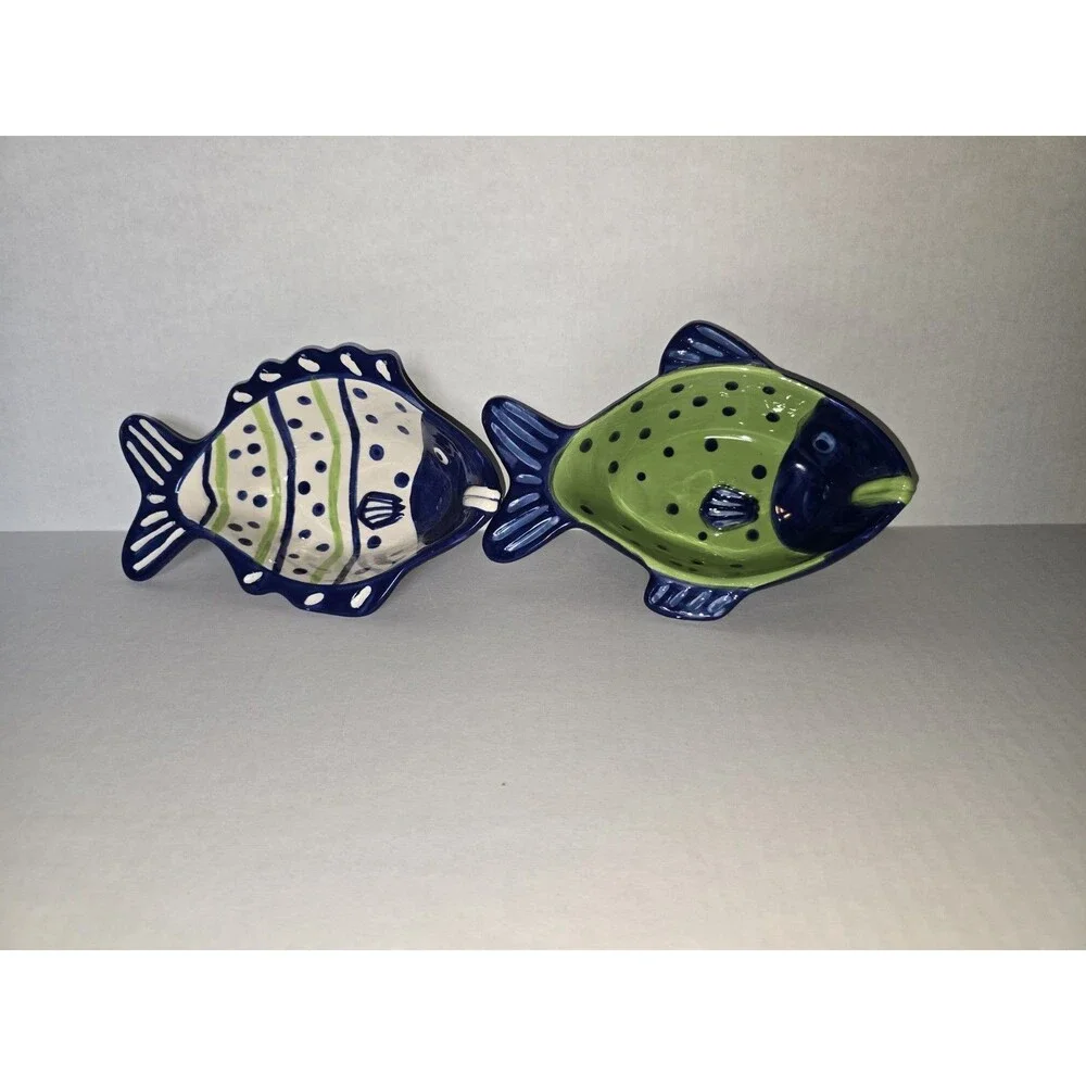 Hand-painted ceramic fish-shaped bowls